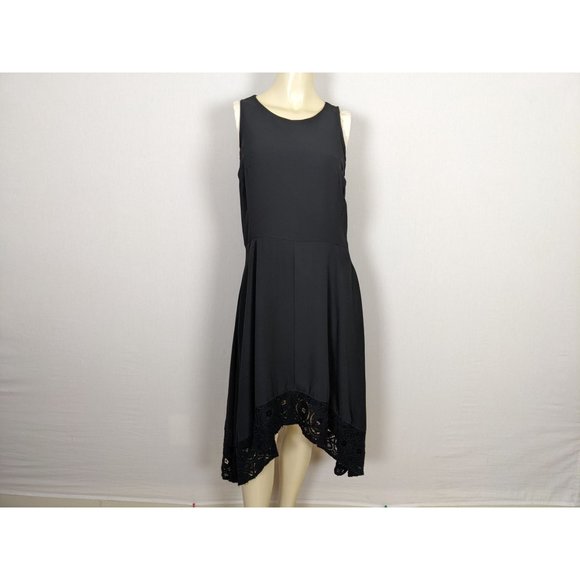 Nanette Lepore sleeveless asymmetrical lace hem open back with bow black dress 8 - Picture 1 of 12